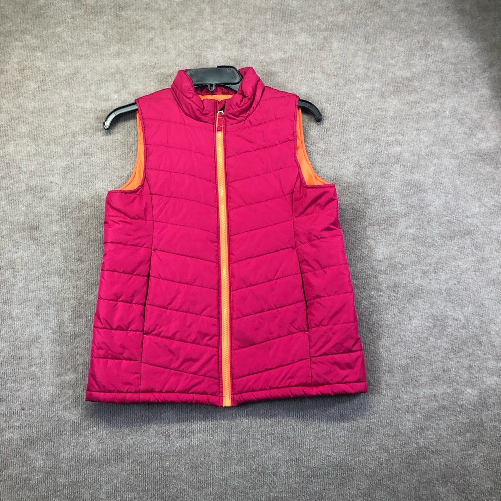 Lands’ End Pink And Orange Puffer Vest Size Girls Large 14